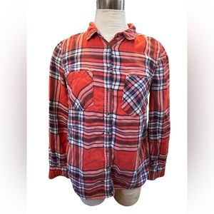 Lined plaid button down blouse size medium